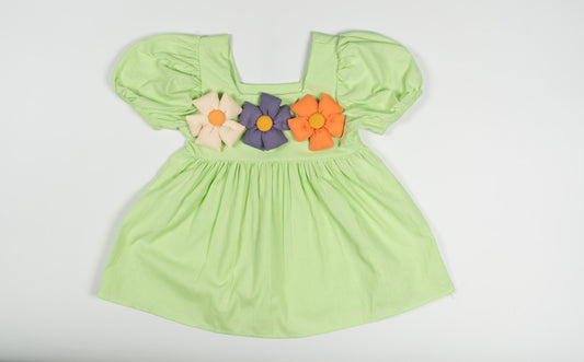 Puffed Flower Detail Dress