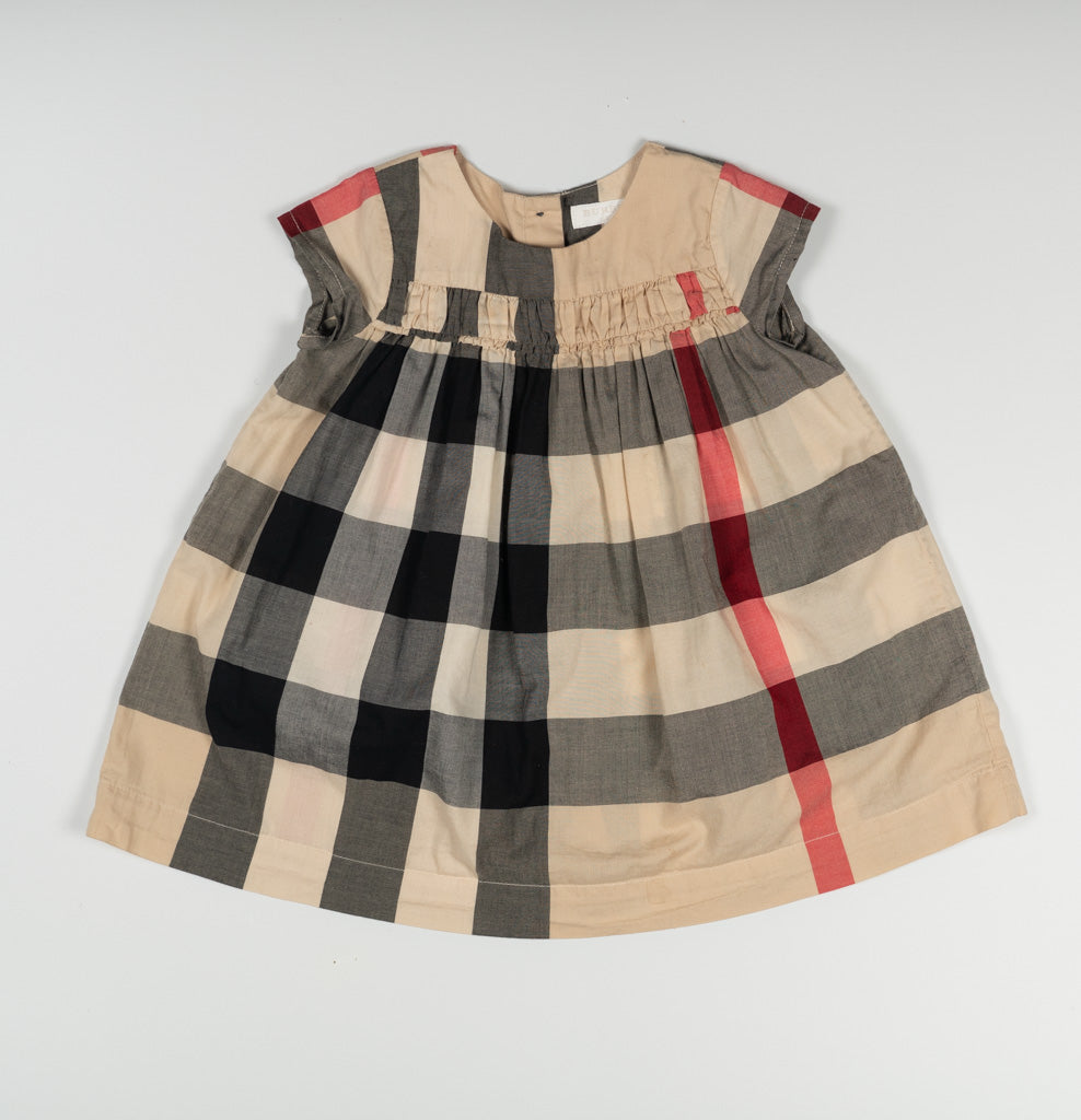 Burberry Ariadne Cap-Sleeve Check Shift Dress