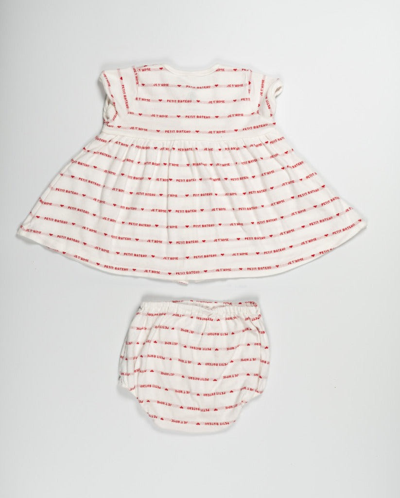 Petit Bateau White Logo Dress With Panty