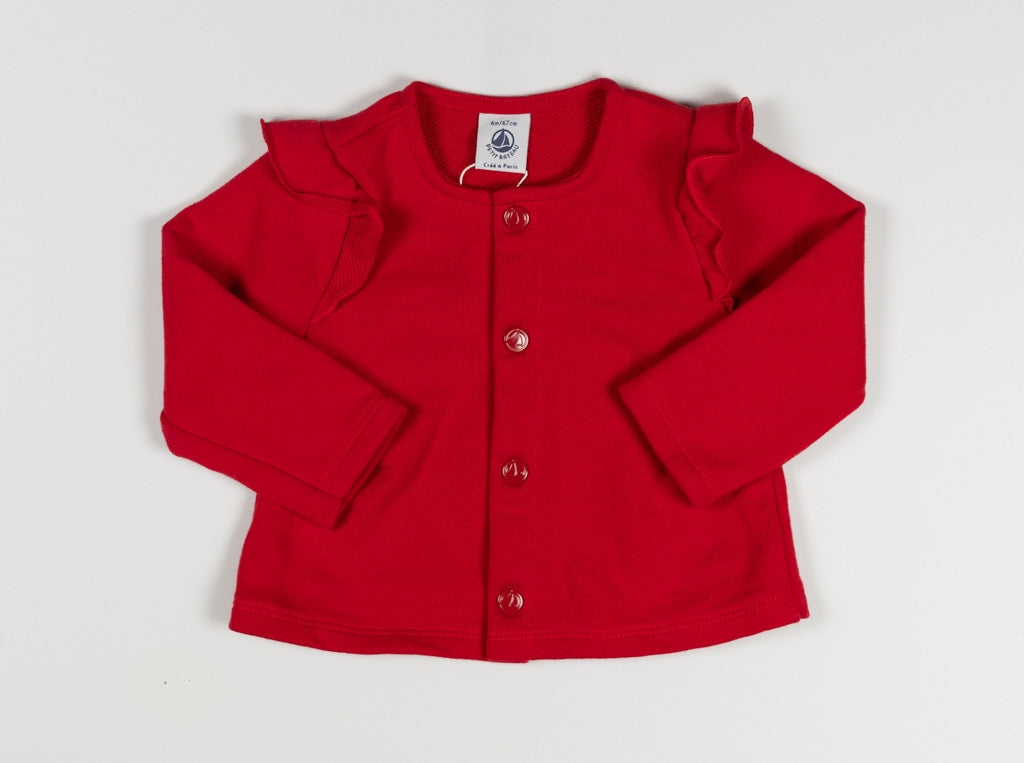 Petit Bateau Red Snap Front Cardigan