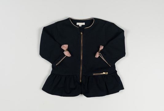 Chloé Navy Jacket With Pink Bow Sleeve Detail