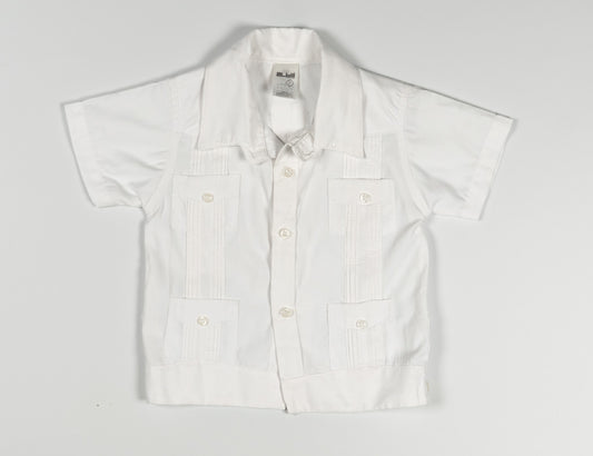 Cotton Blend Guayabera Shirt Short Sleeve