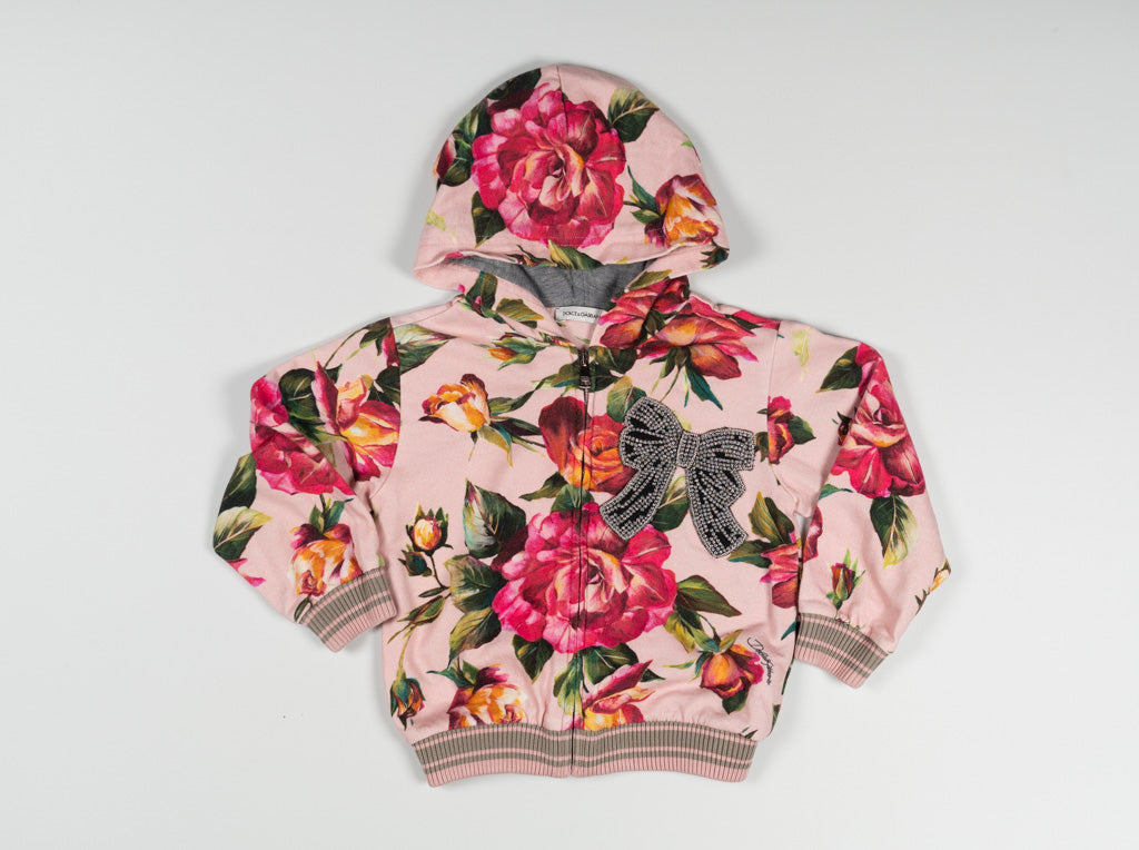 Dolce & Gabbana Zip Front Floral Hoodie