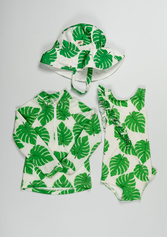 Monica + Andy Palm Leaf Print 3pc Swim Set