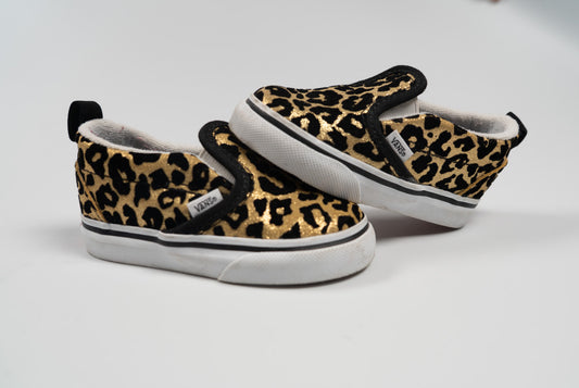 Vans Checkerboard Slip-On V Shoe Toddler Flocked Leopard Black / True White