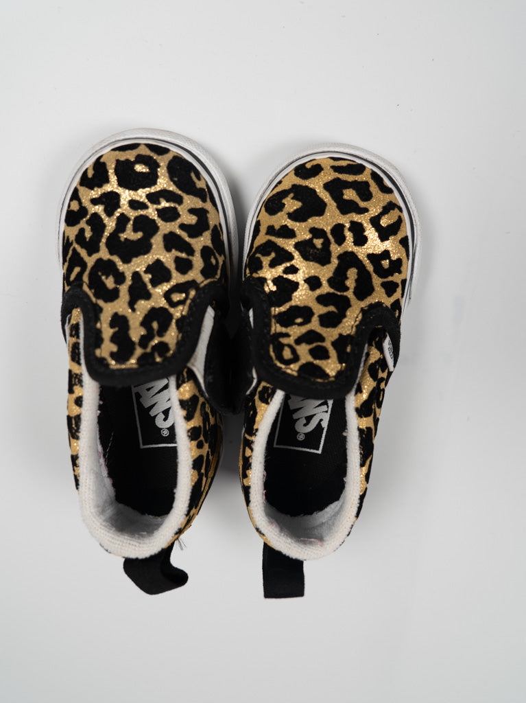 Vans Checkerboard Slip-On V Shoe Toddler Flocked Leopard Black / True White