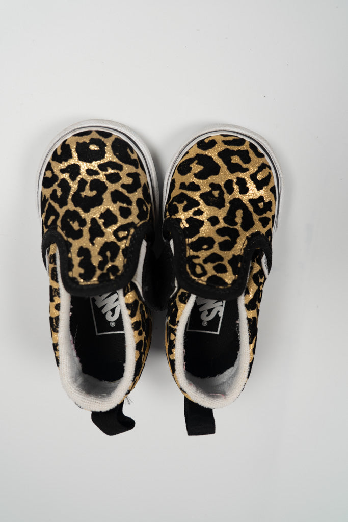 Vans Checkerboard Slip-On V Shoe Toddler Flocked Leopard Black / True White