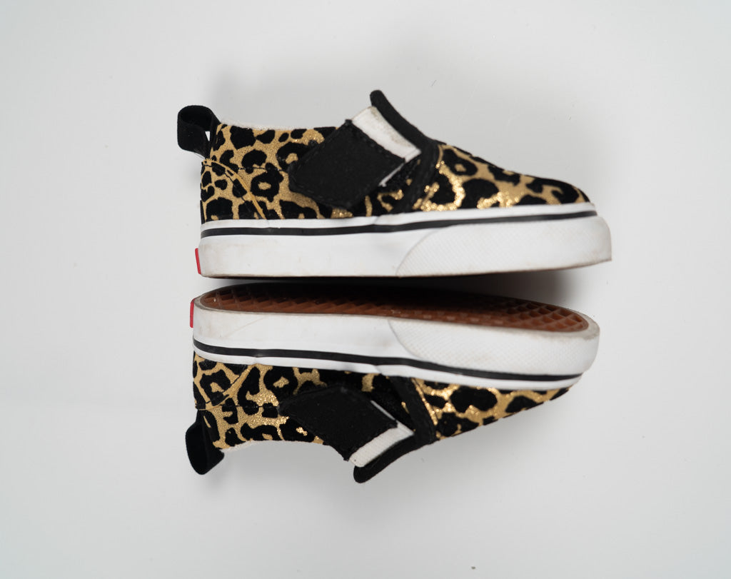 Vans Checkerboard Slip-On V Shoe Toddler Flocked Leopard Black / True White